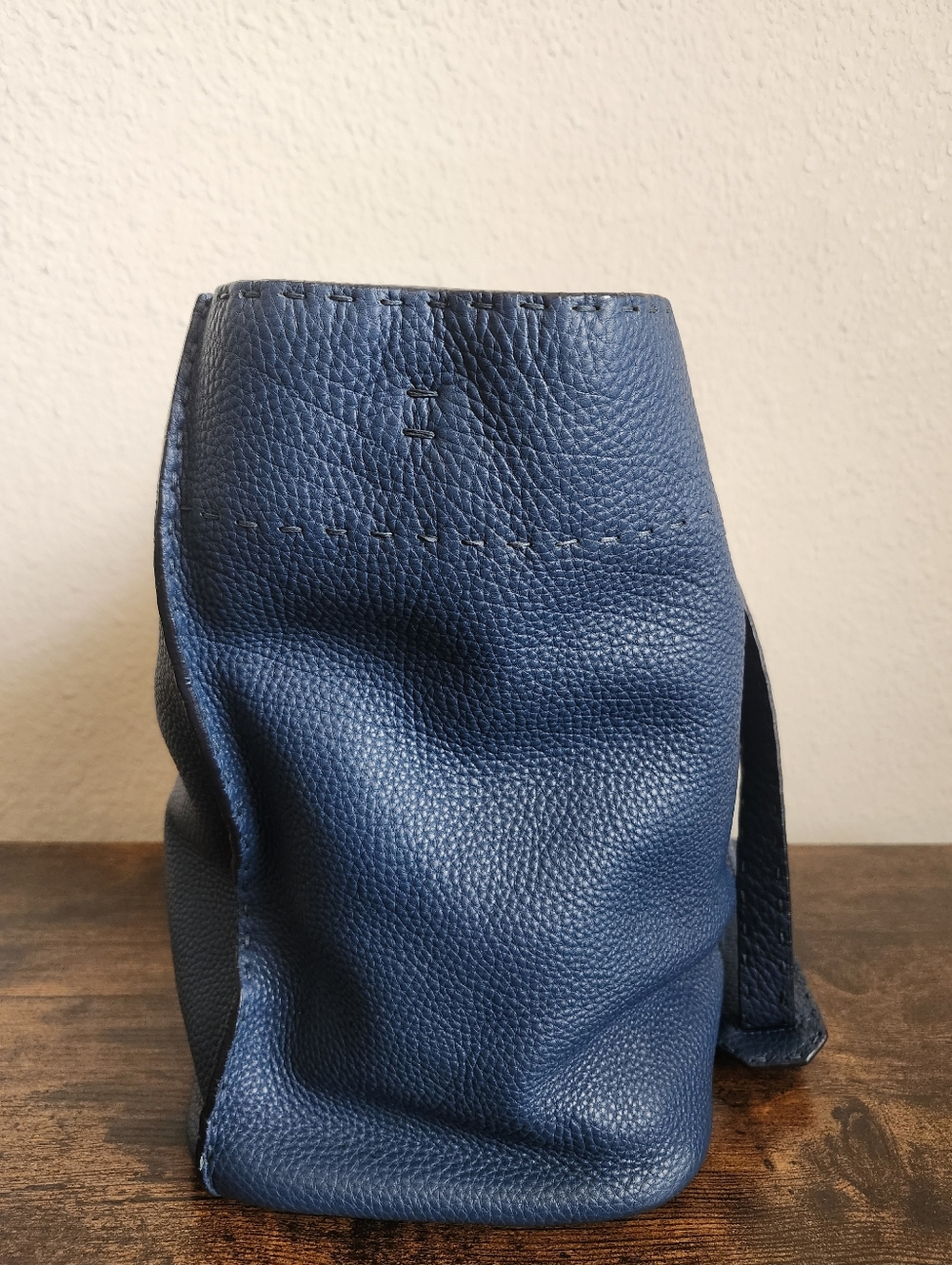 Fendi Blue Selleria Leather Anna Bag - Picture 7 of 16